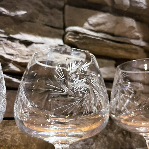ELEGANT CRYSTAL Water or Brandy Snifter Glasses 3 plus 1 set Pinwheel - Picture 5 of 11